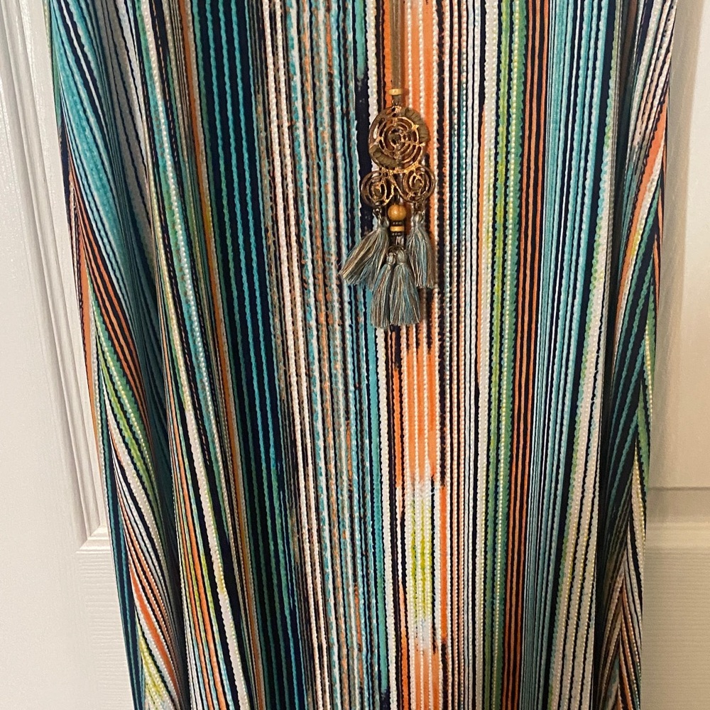 SJS women’s XL multicolored boho Striped Sleeveless Maxi Dress Anthropologie - Picture 7 of 12
